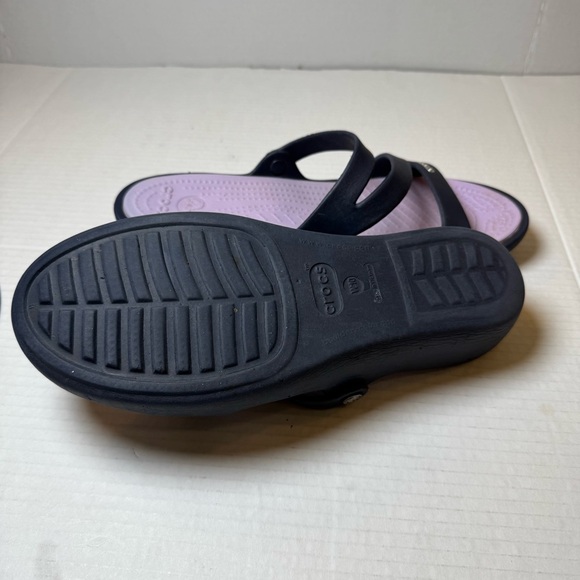 Crocs Iconic Comfort Navy Blue Slip On Sandals - Picture 12 of 13